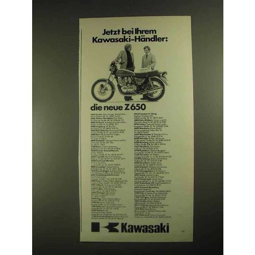 1977 Kawasaki Z650 Motorcycle Ad - in German - die neue Z650