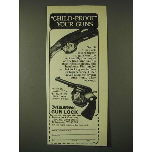 1979 Master No. 90 Gun Lock Ad - Child-Proof your guns
