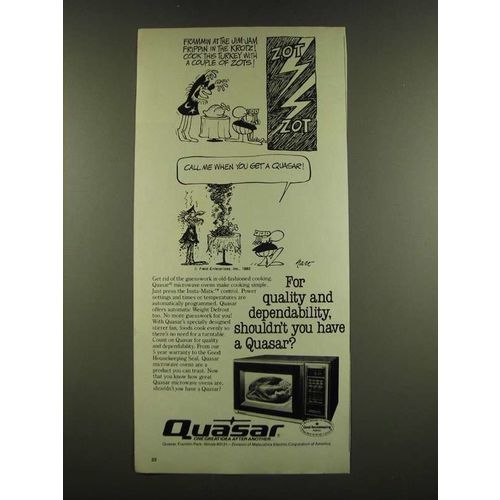 1983 Quasar Microwave Oven Ad - Wizard of Id cartoon by Johnny Hart
