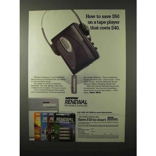 1995 Rayovac Renewal Rechargeable Batteries Ad