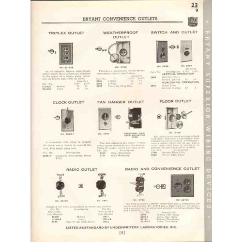 bryant electric company 1938 superior wiring devices vintage catalog