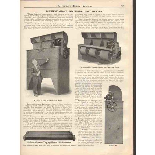 buckeye blower company 1931 industrial thermovent unit vintage catalog