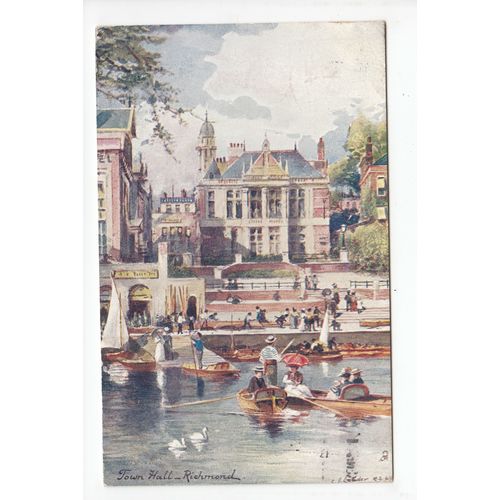 The Town Hall Richmond 1913 Aquarette Art Postcard 6251