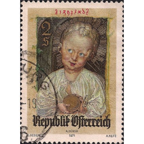 AUSTRIA, CHRISTMAS, Angel, yellow 1971, 2s