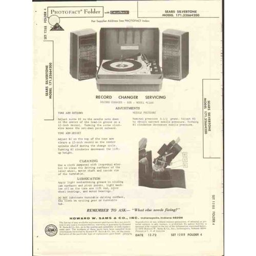 SEARS SILVERTONE model 171.32664200 phonograph Sams Photofact manual