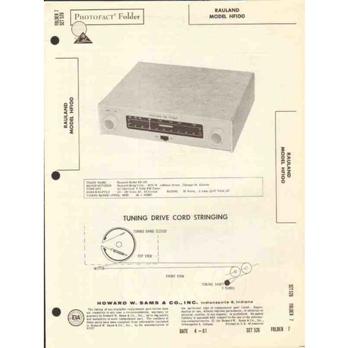 RAULAND model HF100 6 tube FM radio tuner Sams Photofact manual