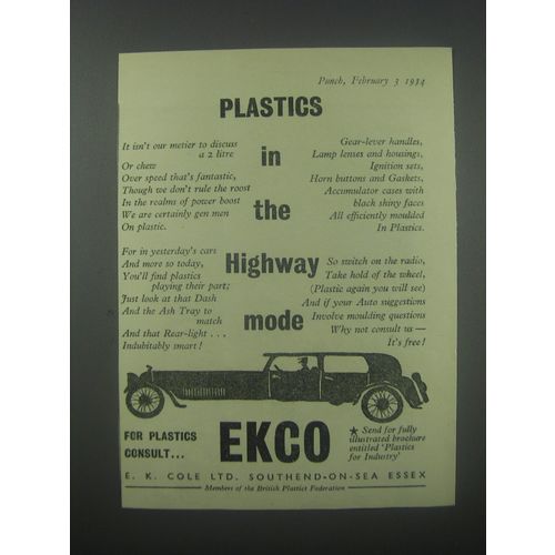 1954 Ekco Plastics Ad - Plastics in the highway mode