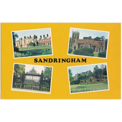 Postcard Sandringham Norfolk multiview. Norwich Gates St Mary's Church. Unposted