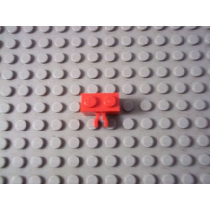 Red Lego Brick Special 1 x 2 With Vertical Clip (Thick U Clip) - Single Piece