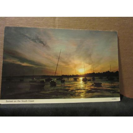 SUNSET ON THE SOUTH COAST, used vintage postcard by Dennis 1971 postmark =