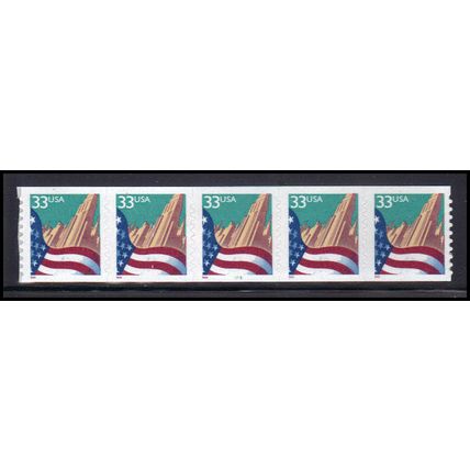 3281c 33c U.S. Flag Over City Very Fine MNH PNC 5555/5 KA9390