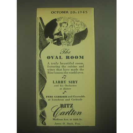 1945 Ritz Carlton Hotel Advertisement