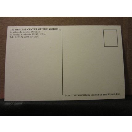 MARBLE PYRAMID, FELICITY, CALIFORNIA USA unused postcard center of the world =