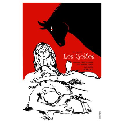 Movie Poster 4 film Los Golfos.Spain.Black bull.Red.Room home art decor design