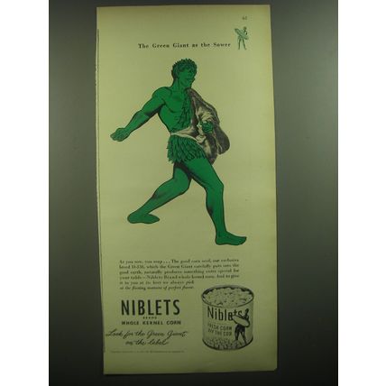 1947 Green Giant Niblets Corn Ad - The Green Giant as the Sower