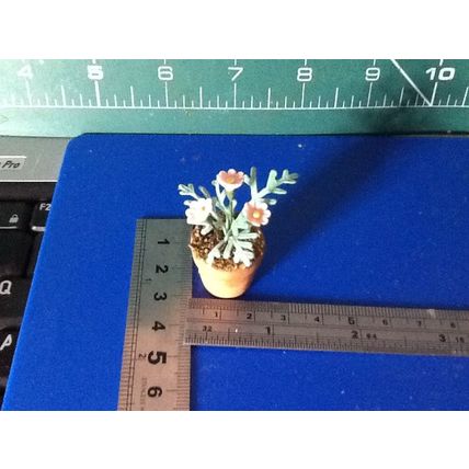 Plant with Light Pink Flowers and Silver Leaves 1:12th scale miniature