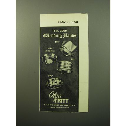 1950 Olga Tritt Wedding Bands Advertisement