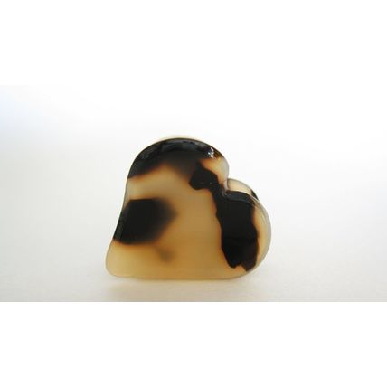 Small mini beige black brown marbled tortoise heart shaped hair claw clip