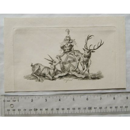 1790 engraving - coat of arms - Heathfield / Kenyon