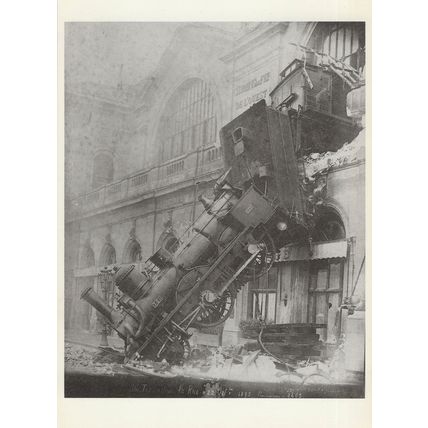 Montparnasse Gare French Train in 1895 Painting Postcard