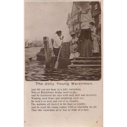Thr Jolly Young Waterman on Blackfriars Bridge Antique Songcard Postcard
