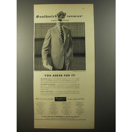 1954 Southwick Andover Suit Ad - You asked for it