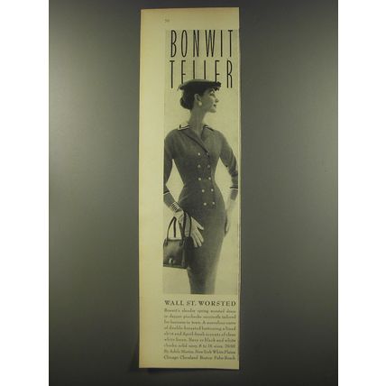 1956 Bonwit Teller Fashion by Adele Martin Advertisement - Wall St. Worsted