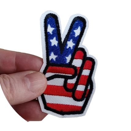 USA Peace Hand Iron On Patch 7.1 cm x 4.5 cm Badge Patches Motif Rock P023