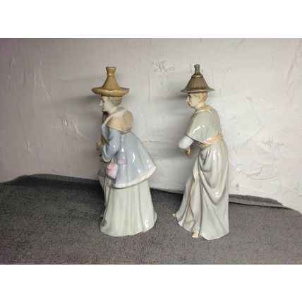Vintage Toyo Japan Woman Figurine Playing Mandolin Man Figurine Hand Cymbals
