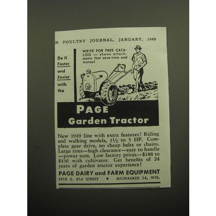1949 Page Garden Tractor Ad - Do it faster and easier