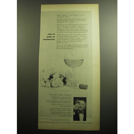 1958 California Wine Advisory Board Ad - Joy is pink in California