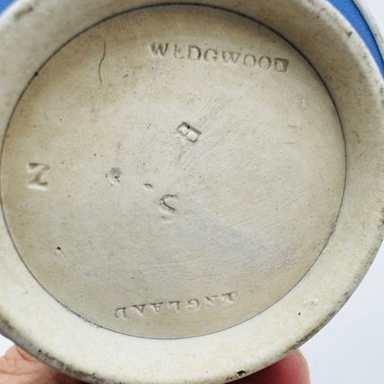 Antique Wedgwood Dipped Blue Pitchers England Jug Creamer Embossed Small