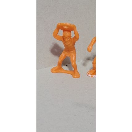 Vintage Orange Plastic Cavemen - Set of 6 Imperial China