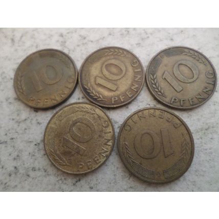 Germany - 25 differently dated - 10 pfennig coins