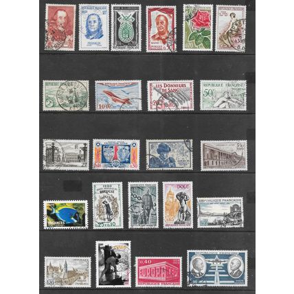 FRANCE SELECTION VIEWS PLANES SPORT HISTORY PERSONALITIES STAMPS USED @ 11p ea.