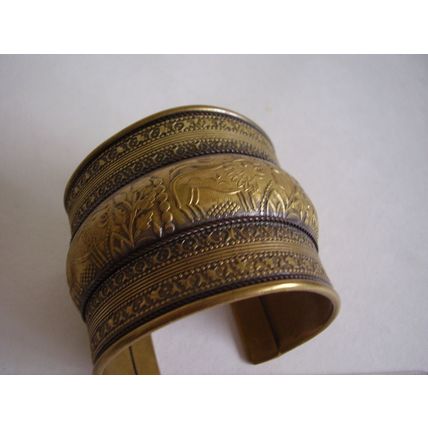 Vintage Ethnic Brass Cuff Bracelet Bangle