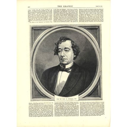 RT. HON. BENJAMIN DISRAELI, M.P. 1872 VICTORIAN ENGRAVING