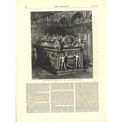 TOMB OF HENRY VII., IN WESTMINSTER ABBEY 1872 Henry William Brewer ENGRAVING