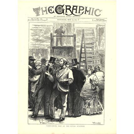 VARNISHING DAY AT THE ROYAL ACADEMY 1872 Horace Harral VICTORIAN ENGRAVING