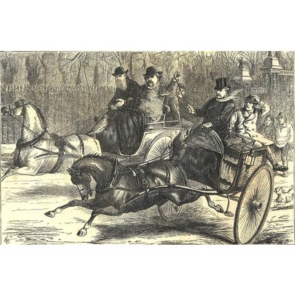 NEWSPAPER CORRESPONDENTS RACING FROM SANDRINGHAM 1872 VICTORIAN ENGRAVINGS