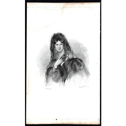 COUNTESS ROSSI 1841 John Hayter - Henry Thomas Ryall ANTIQUE ENGRAVING