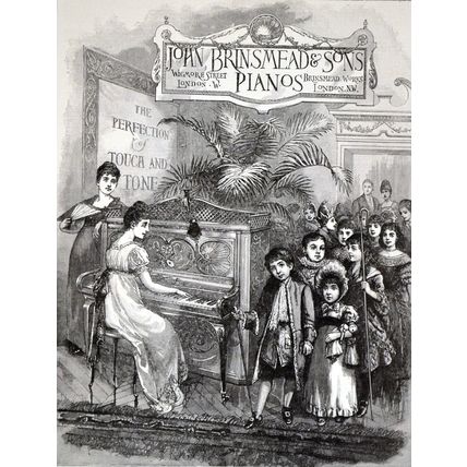JOHN BRINSMEAD PIANOS 1889 Children Palm Wigmore Street VICTORIAN ENGRAVING