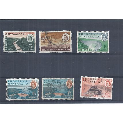 Rhodesia & Nyasaland stamps. 1960 Kariba Dam Hydroelectric to 2s6d used (AP023)