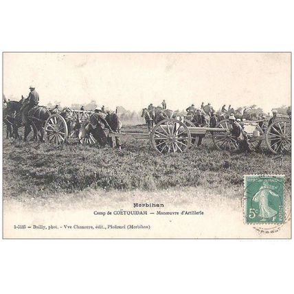 56 - camp de coëtquidan - manoeuvre d'artillerie