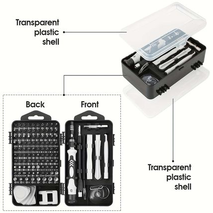 115-in-1 Precision Screwdriver Set, 115-in-1 Magnetic Repair Tool Kit, Anti-Slip