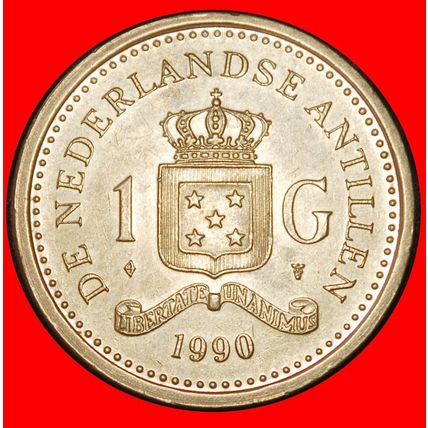 Ⰶ BEATRIX (1980-2013): NETHERLANDS ANTILLES ★ 1 GULDEN 1990★LOW START★NO RESERVE