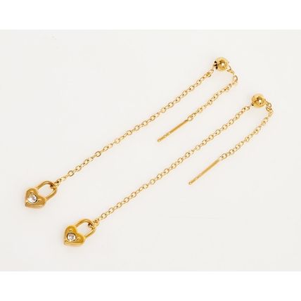 LIU JO MILANO Luxury Gold Tone Padlock Drop Earrings NEW
