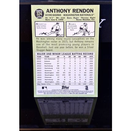 ANTHONY RENDON 2016 TOPPS HERITAGE BASEBALL CARD #324