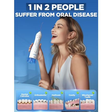 Oralfree Water Dental Flosser Cordless for Teeth Cleaning - 4 Modes Oral Irrigat