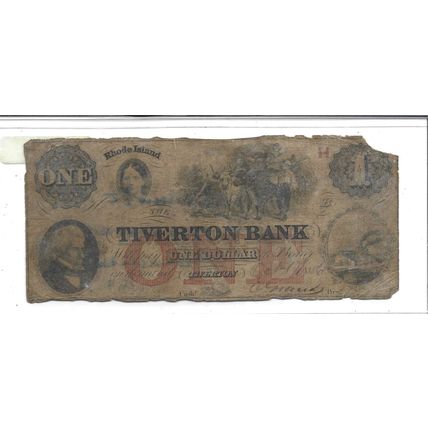 1856 US Bank of Tiverton $1.00 bill fair